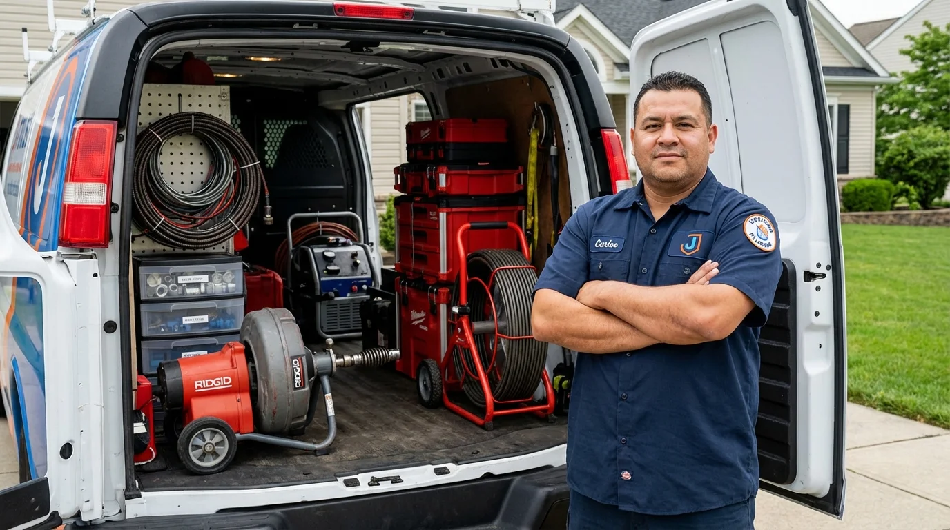 Professional drain cleaning equipment and Johns Plumbing LLC plumber in Lakeland