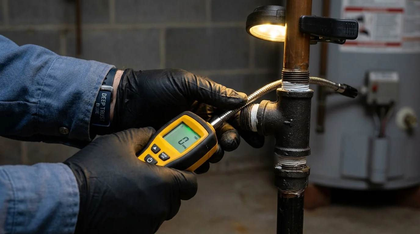Gas leak detection with electronic sniffer by Johns Plumbing LLC in Lakeland