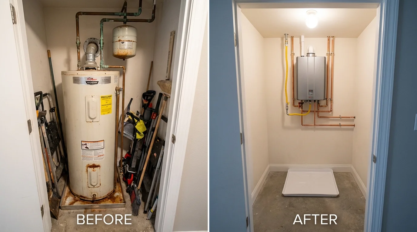 Tank water heater versus wall-mounted tankless unit comparison for Lakeland, FL homeowners