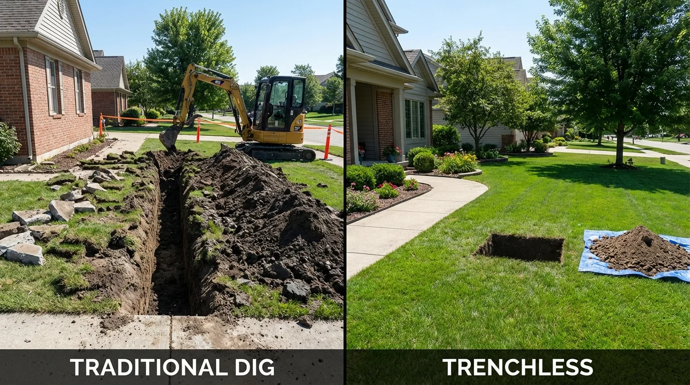 Trenchless sewer repair with minimal yard damage versus traditional excavation in Lakeland, FL